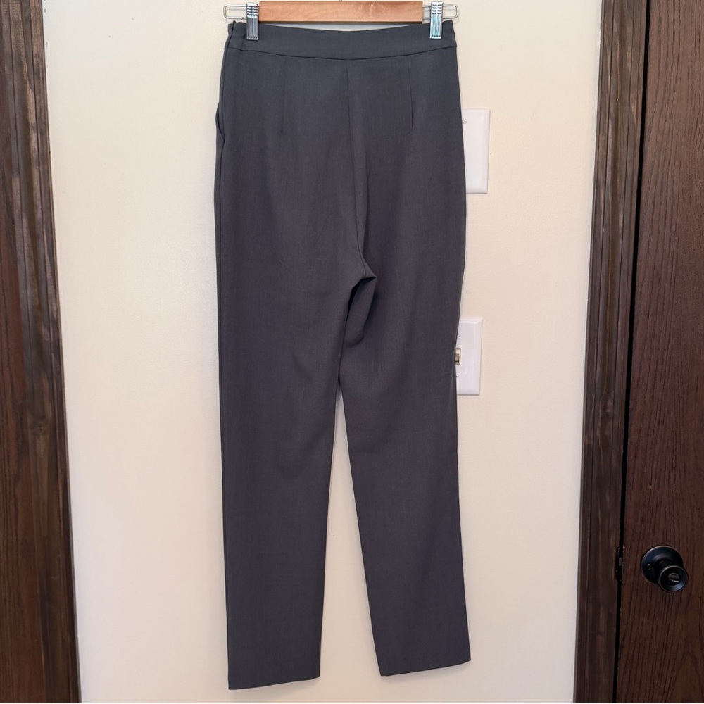 Lulu's Charcoal Gray High Rise Straight Leg Slacks - Picture 7 of 10